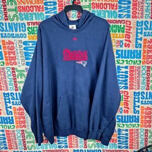 New England Patriots Script Logo Hoodie Size XL Pullover Red Embroidery 2009